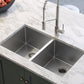 KRAUS Standart PRO™ 33-inch 16 Gauge Undermount 50/50 Double Bowl Stainless Steel Kitchen Sink with WasteGuard™ Continuous Feed Garbage Disposal, KHU102-33-100-75MB