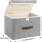 TYEERS Collapsible Storage Boxes, Washable Fabric Storage Bins with Lids, 14.9x9.8x9.8 inches, 3 Pack, Gray
