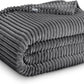Bare Home Textured Fleece Blanket - Full/Queen - Ultra-Soft Lightweight for Bed, Sofa, and Couch - Luxury Microplush - Cozy Warm Blanket (Full/Queen, Ribbed Grey)