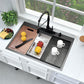 33 Inch Black Drop In Kitchen Sink Workstation-Bokaiya 33x22 Black Stainless Steel Kitchen Sinks Top Mount Ledge Workstation 16 Gauge 10" Deep Single Bowl Kitchen Sink with Cutting Board