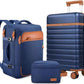 UKEIN Luggage Sets 3 Piece, PC Hardside Large Luggage 28 Inch With Spinner Wheels with TSA Lock, Checked Suitcase Set With Travel Backpack for Men (Blue, 3 piece set (28inch))