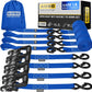 AUGO Heavy Duty Ratchet Straps & Soft Loops – Pack of 4 Extra Strong 1.5” by 10’ Ratchet Straps w/S-Hook Safety Latches & 4 Soft Loop Tie Downs – 4400Lb Break Strength for Motorcycles, ATVs, Etc.