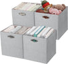 Posprica Storage Cubes, 12×12 Collapsible Storage Basket Bins,Heavy Duty Fabric Containers, 4pcs, Sliver Grey