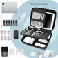Electronics Organizer Travel Case for MacBook Power Adapter Charger Cables, Double Layer for Mouse, Power Banks, IPad, Airpods, for Apple Pencil, USB Flash Disk SD Card and Other Accessories - Black
