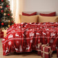 PHF Printed Fleece Blanket King Size, No Shed No Pilling Ultra Soft Plush Cozy Xmas Prints Theme Home Décor Flannel Blanket for Bed, Sofa, Couch and Gift, 108" x 90", Reindeer and Trees, Red