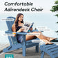 SERWALL Folding Adirondack Chair, HDPE Adirondack Chairs Set of 6, Plastic Outdoor Chairs- Looks Exactly Like Real Wood- Navy
