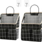2pcs Wall Hanging Storage Bag,Wall Hanging Organizer Bags with Pockets, Wall Organizer Storage for Dormitory Bathroom Bedroom Kitchen(Black Grid)
