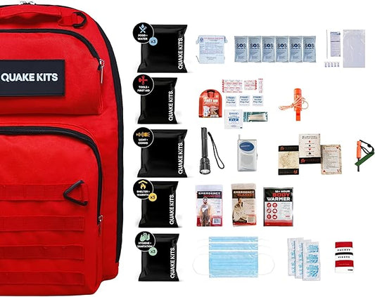 1-4 Person, 72hr Prepared Survival Kit for Disaster Preparedness - Emergency Go Bag with Food and Water, First Aid, and Preparedness Tools. Emergency Kit for Earthquakes and Other Disasters.