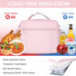 NOL Kids Lunch Bag - Kids 3+ Reusable Insulated Lunch Box with Zipper Closure Buckle Handle Adjustable Long Shoulder Strap, Easy-Clean Waterproof Fabric, Children Lunch Tote Bag for School -Pink