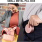 Small Pill Case 2 Compartment Metal Pill Box - Portable Travel Pill Container for Pocket or Purse, Waterproof Pill Organizer for Medicine Vitamin Fish Oil and Supplements