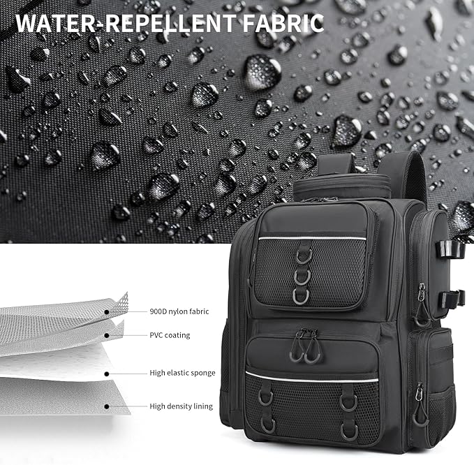 WANOON Fishing Backpack, fishing bag with Rod Holders. Large Ttackle Backpack Strong Materials