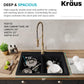 KRAUS Forteza 33-inch Drop in/Undermount 50/50 Double Bowl Granite Kitchen Sink in Black, KGD-52BLACK