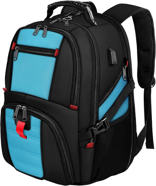 YOREPEK 18.4 Laptop Backpack, Large Backpacks with USB Charger Port, TSA Friendly Flight Approved Weekend Carry on Backpack with Luggage Strap for Men and Women, Blue - Roamly