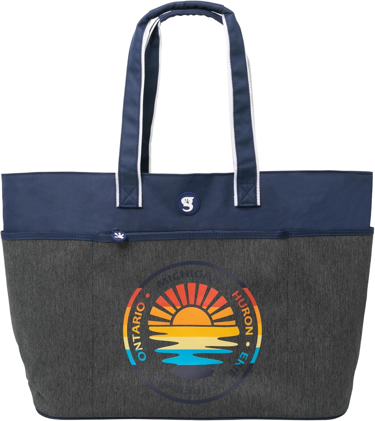 geckobrands Oversized Beach Tote – Large and Stylish Beach Bag with 4 Exterior Pockets and Zippered Internal Compartment - Roamly