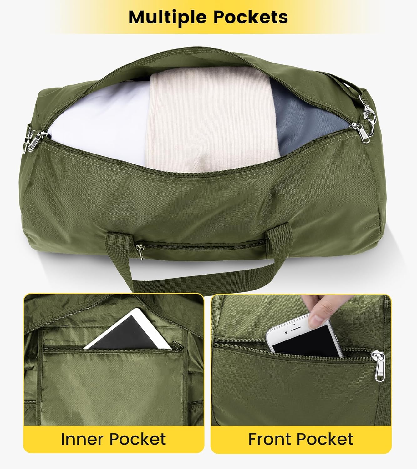 Vorspack Duffel Bag 20-24-28 Inches Foldable Gym Bag for Men Women Duffle Bag Lightweight with Inner Pocket for Travel Sports - Roamly