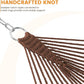 Lazy Daze Hammocks Double Rope Hammock, 2 Person Traditional Outdoor Hand Woven Cotton Rope Hammock with Spreader Bar, Carabiners, Tree Straps, Chains for Patio Yard - Max 450 Lbs, Dark Brown