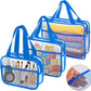 XEWEA Clear Travel Toiletry Bags, 3 Pack TSA Approved Transparent Makeup Bag for Men Women, Large Waterproof PVC Quart Organizer with Zipper for Toiletries Airline Essentials,Toy Storage Pouch Blue - Roamly