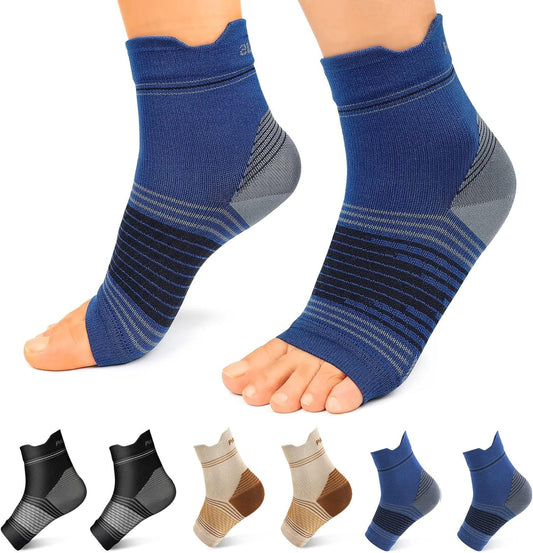 Plantar Fasciitis Sock (6 Pairs) for Men and Women, Compression Foot Sleeves with Arch and Ankle Support (Black, Nude, Navy, Small)