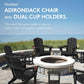 SERWALL HDPE Folding Adirondack Chair with Dual Cup Holder - Composite Adirondack Chair Set of 8- Black