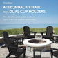 SERWALL HDPE Folding Adirondack Chair with Dual Cup Holder - Composite Adirondack Chair Set of 2- Black