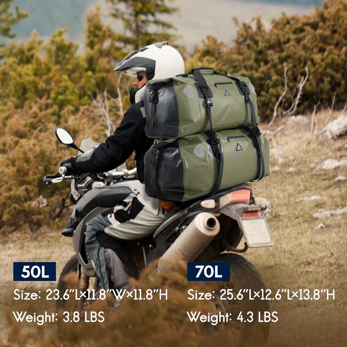 Haimont Waterproof Duffel Bag Roll-top Dry Duffel Bag with Quick-fixed Straps for Motorcycling, Rafting, Boating, SUP, Kayaking, Travel, 50L/70L