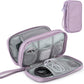 Leather Travel Electronic Organizer - Double Layer, Waterproof Case for Cables, Chargers, Phones & More - Portable, Shockproof Pouch for All Your Electronics Accessories (Light Purple, M)