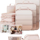 Veken 11 Set Compression Packing Cubes for Travel Essentials,Compressible Expandable Large Luggage Suitcase Organizer Bags for Clothing,Durable Space Saver Storage Bags with Toiletry Bags(Beige)