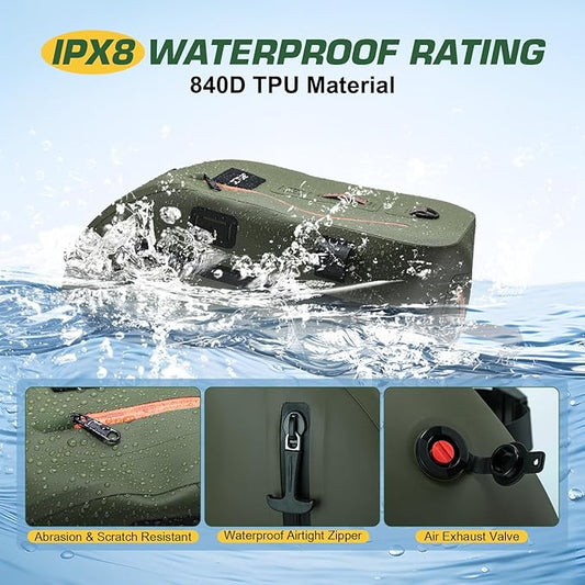 Goture Waterproof Fly Fishing Sling Pack, IPX8 840D TPU Fishing Sling Bag, 13L Tackle Backpack with Rod Holder,Airtight Zipper,Exhaust Valve,Adjustable Strap for Kayaking,Wadering,Hiking