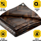Core Tarps Extreme Heavy Duty 20 Mil Tarp Cover, Waterproof, UV Resistant, Rip and Tear Proof, Poly Tarpaulin with Reinforced Edges for Roof, Camping, Patio, Pool, Boat (Brown Wood/Black 10′ X 20′)