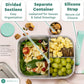 Everusely - Bento Box - Green, 60oz / 1.8 L - Stainless Steel Lunch Box with Leakproof Condiment Container - 3 Compartment Snack Organizer for On the Go Meals - Freezer & Dishwasher Safe