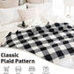 PU MEI Sherpa Fleece Throw Blanket 60" x 80" Reversible Plush Fluffy Large Big Blanket Lattice Flannel Blankets for All Season Use, Black and White