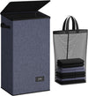 SOLEDI Laundry Hamper with Lid 100L Large & Tall Collapsible Laundry Basket, Clothes Hamper with Bag Removable Easy to Carry, Dirty Hampers for Bedroom, Bathroom, Dorm, College, Navy Blue
