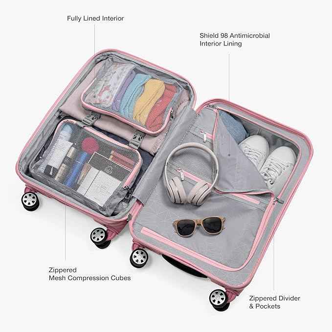 Traveler's Choice Pagosa Hardshell Expandable Luggage with Spinner Wheels, Pink, 30-Inch Large