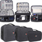 BUBM 3pcs Double Layer Electronic Organizer, Travel Gadgets Bag for Cables, External Flash Drive, Mouse, Memory Card, Power Bank and More, Compact and Multi-purpose, Black