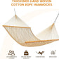 Lazy Daze Hammocks Double Rope Hammock, 2 Person Traditional Outdoor Hand Woven Cotton Rope Hammock with Spreader Bar, Carabiners, Tree Straps, Chains for Patio Yard - Max 450 Lbs, Tan