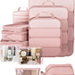 Veken 11 Set Compression Packing Cubes for Travel Essentials,Compressible Expandable Large Luggage Suitcase Organizer Bags for Clothing,Durable Space Saver Storage Bags with Toiletry Bags(Pink)