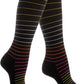 Cotton Compression Socks for Women & Men. 15-20 mmHg Support Knee-High Black Stripes M/L
