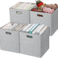 11 Inch Cube Storage Bins for Organization, Fabric Storage Cubes Closet Storage Bins for Cube Organizer, Thick and Heavy Duty Storage Baskets for Shelves, 4pcs, Sliver Grey