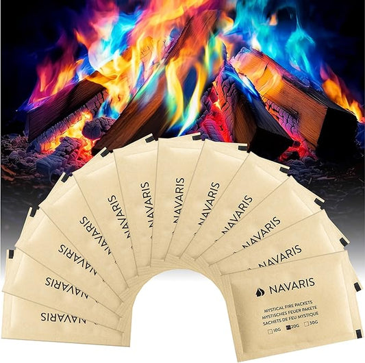 Navaris Mystical Fire Packets - Magical Fire Color Changing Packets Fire Pit - Rainbow Fire Magic Fire Colorful Flames Packs - for Campfire Firepit Bonfire - 12-Pack 0.7oz (20g)