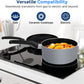 SereneLife Kitchenware Pots & Pans Basic Kitchen Cookware, Black Non-Stick Coating Inside, Heat Resistant Lacquer (6-Piece Set), One Size, Gray