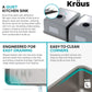 KRAUS Dex 33-Inch Undermount 50/50 Double Bowl TRU16 Gauge Stainless Steel Kitchen Sink with DrainAssure WaterWay and VersiDrain Assembly in Radiant Pearl Finish, KD1UD33B