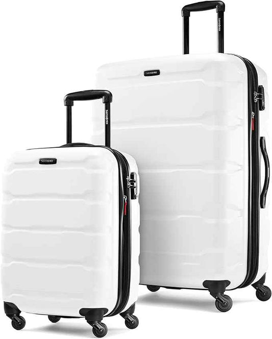 Samsonite Omni PC Hardside Expandable Luggage with Spinner Wheels, White, 2-Piece Set (20/28)
