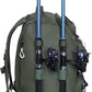 Fishing Backpack with Tackle Boxes and Rod Holders 40L; Plus Rain Cover, Padded Back Support, Insulated Front Pocket for Hot/Cold Lunch, Water Bottle Holder(Army Green)