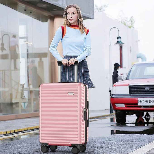 SHOWKOO Suitcase Hardside Expandable Luggage Set, Suitcase with Double Spinner Wheels TSA Lock 3 Piece Set Pink (DB/TB/24in)