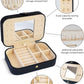 Benevolence LA Plush Velvet Travel Jewelry Storage Box | Earring Organizer with Mirror | Small Case for Women's Accessories | Gift for Mom, Sister, Girlfriend - Ebony