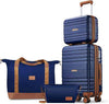 Luggage Sets 4 Piece, 20 Inch Expandable Carry On Suitcase with TSA Lock & Spinner Wheels, Lightweight Travel Luggage Sets with YKK Zippers (Navy, 4 Piece Sets(14/20/DB/TB))