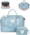 Weekend Bag | Personalized Monogram & Wet Pocket | Lady's Overnight Travel Carrier with Makeup Bag as Gift - Roamly