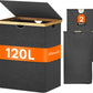 Lifewit 120L Double Laundry Hamper with Lid, Extra Large Bamboo Laundry Basket Dirty Clothes Hamper, 2 Section Laundry Bin Organizer for Laundry Room Bedroom with 2 Removable Liners & Bags, Dark Gray