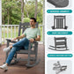 SERWALL Outdoor Rocking Chair Set of 2, HDPE Patio Rocking Chair All-Weather Porch Rocker for Balcony, Yard, Gray