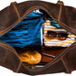 KomalC Leather Duffel Bags for Men and Women Full Grain Leather Travel Overnight Weekend Leather Bags Sports Gym Duffel for Men (Dark Tan, 20 Inch)
